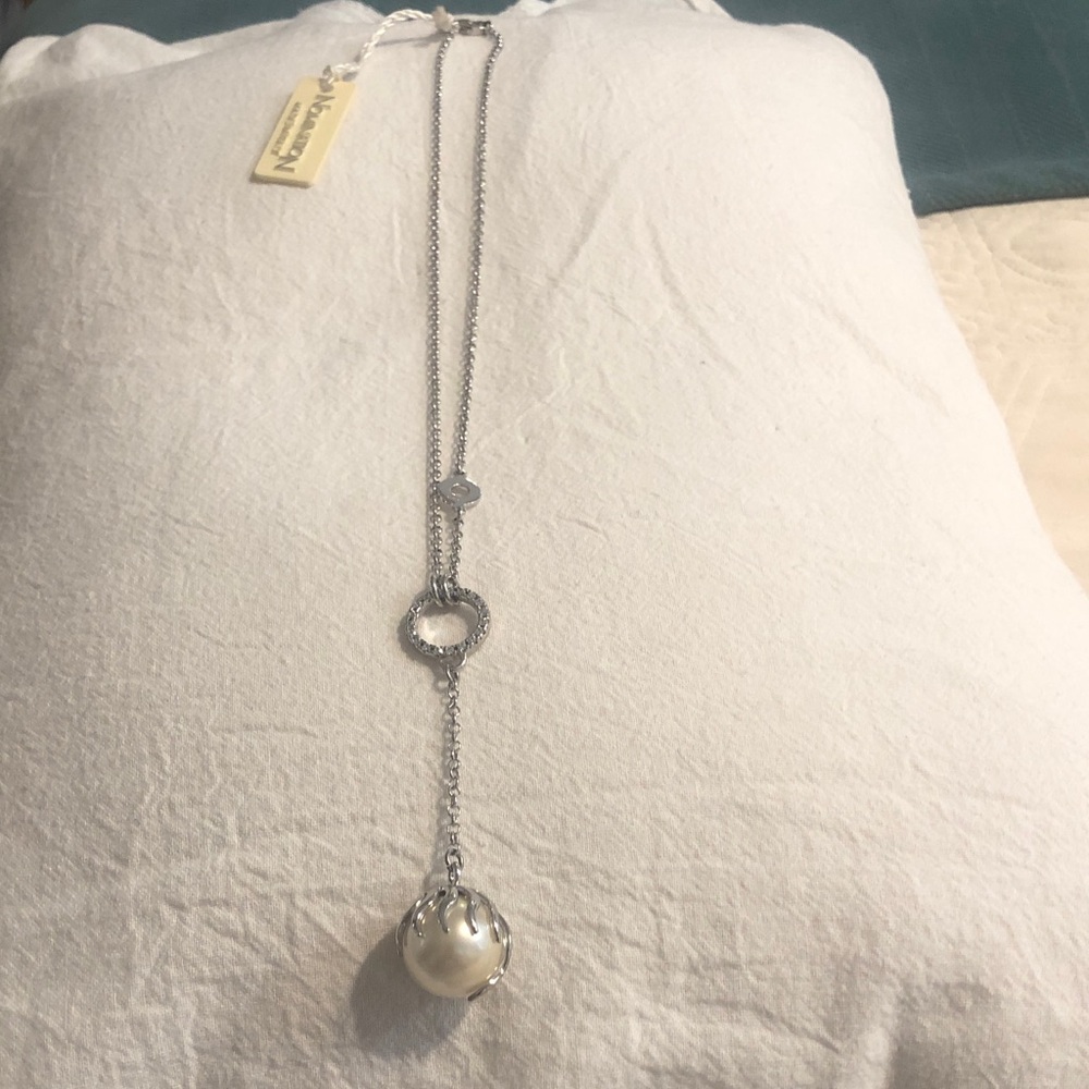Silver Pearl Drop Necklace - Women Jewelry